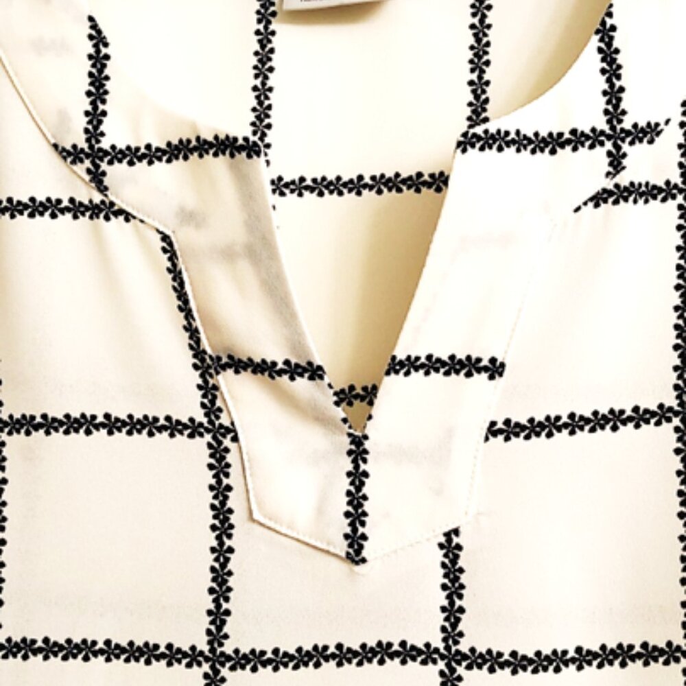 Van Heusen Women's Short Sleeve Plaid Blouse, Ivory, Medium - Picture 4 of 9